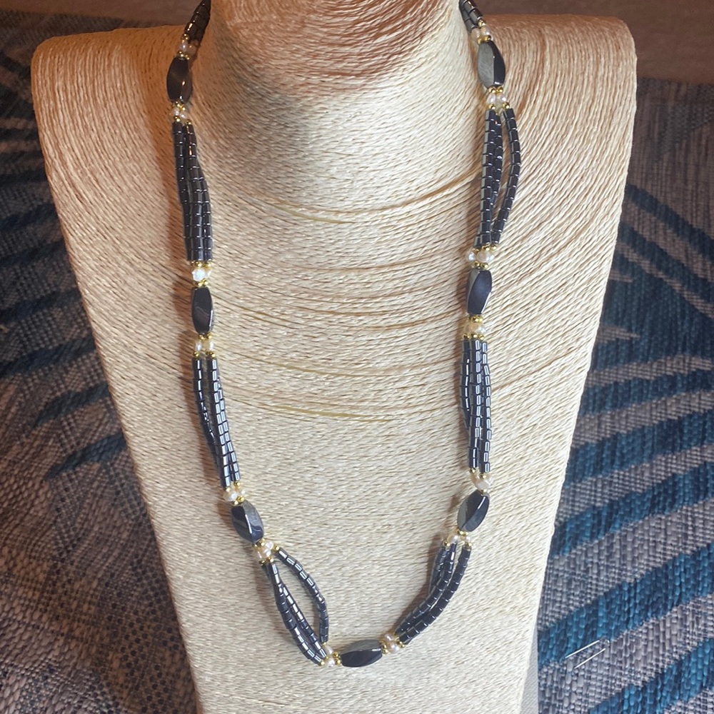 Black Onyx Freshwater Pearl Necklace